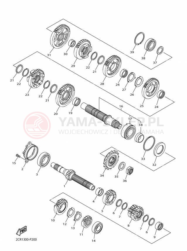 Schemat "Skrzynia biegów " do Yamaha YZFR1M YZFR1MF/YZFR1MFC