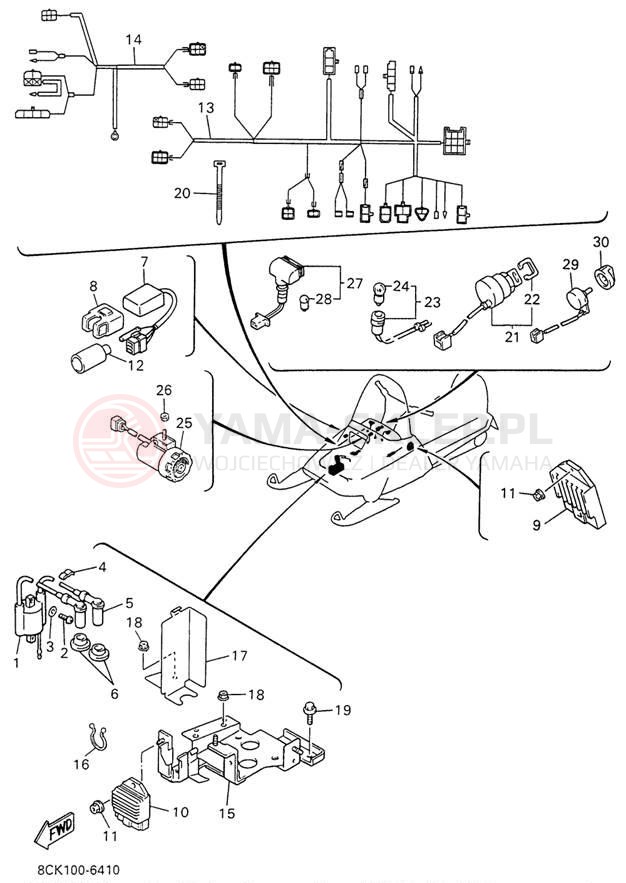 Schemat "układ elektryczny" do Yamaha VENTURE TR VT480TRW