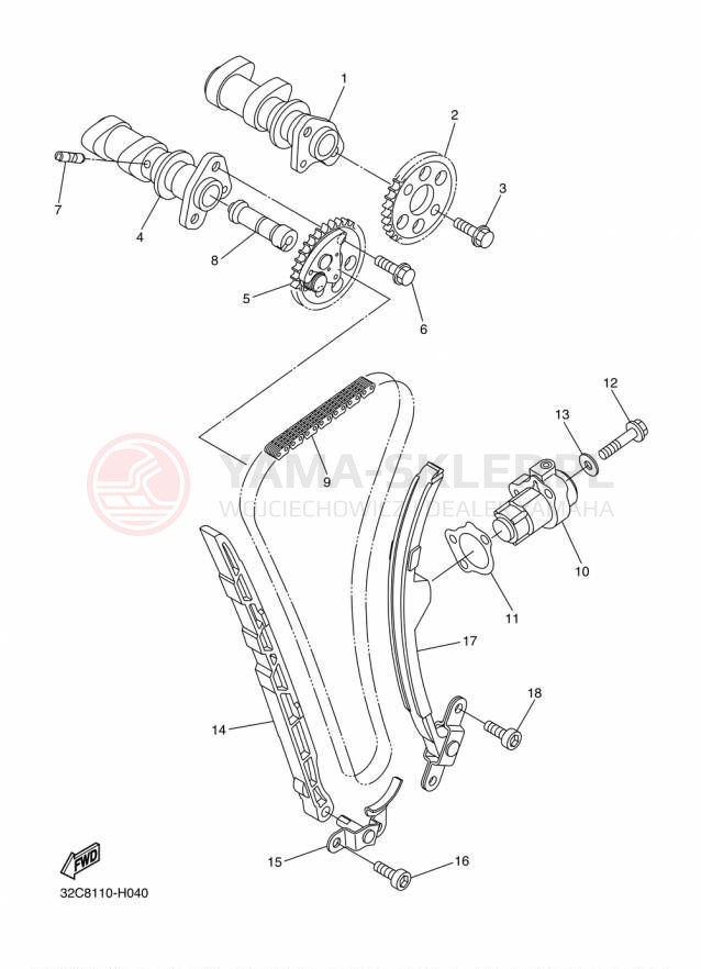 Schemat "Rozrząd - łańcuszek" do Yamaha WR250R WR25RF/WR25RFC