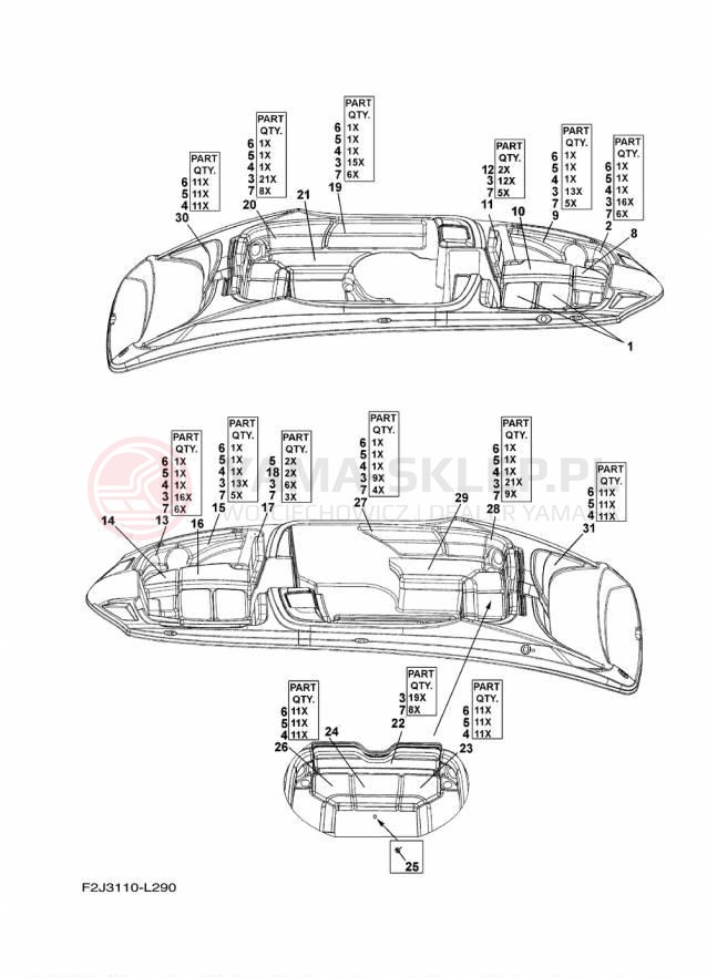 Schemat "Schowek pod siedzeniem," do Yamaha SX210 LAT1100CP/LAT1100DP