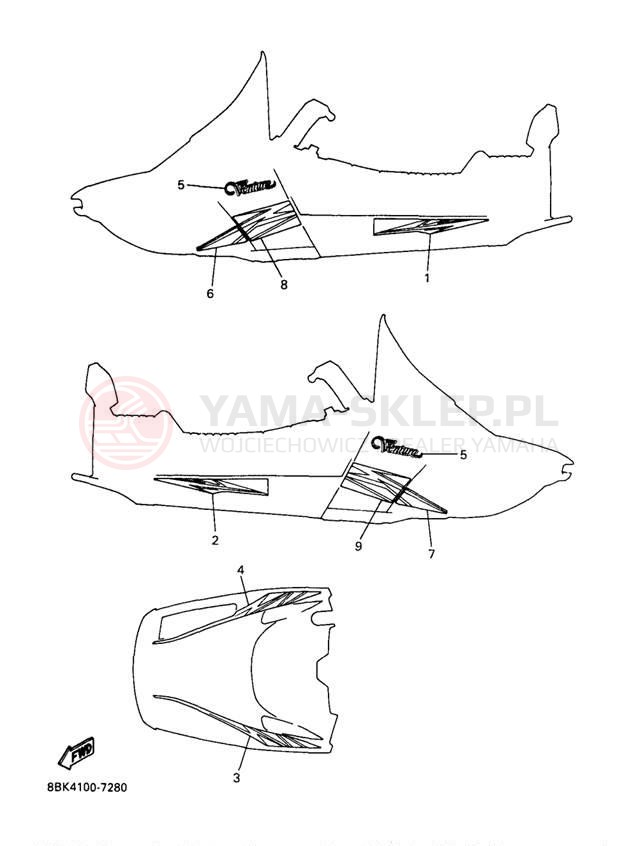 Schemat "naklejki" do Yamaha VENTURE TR VT480TRA