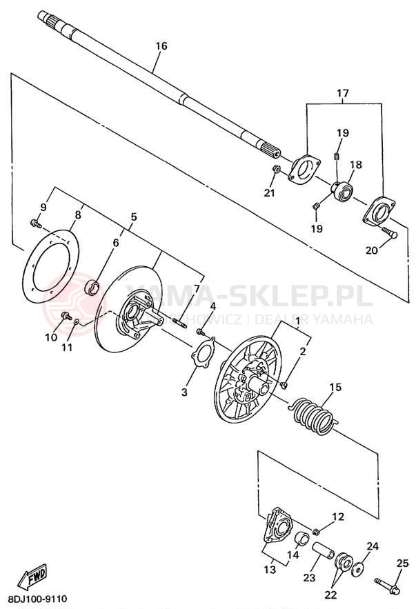 Schemat "Przeniesienie napędu" do Yamaha VENTURE 500 XL VT500XLC