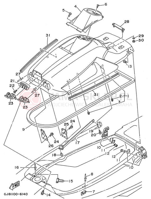 Schemat "ENGINE HATCH" do Yamaha WAVE RAIDER 700 RA700BU