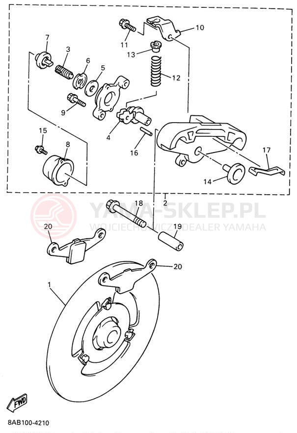 Schemat "hamulec" do Yamaha VMAX 500 DX VX500DXW