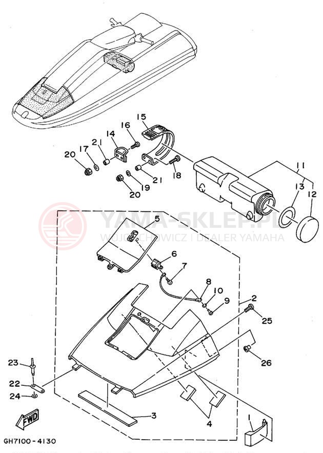 Schemat "HULL & DECK" do Yamaha SUPER JET SJ700T
