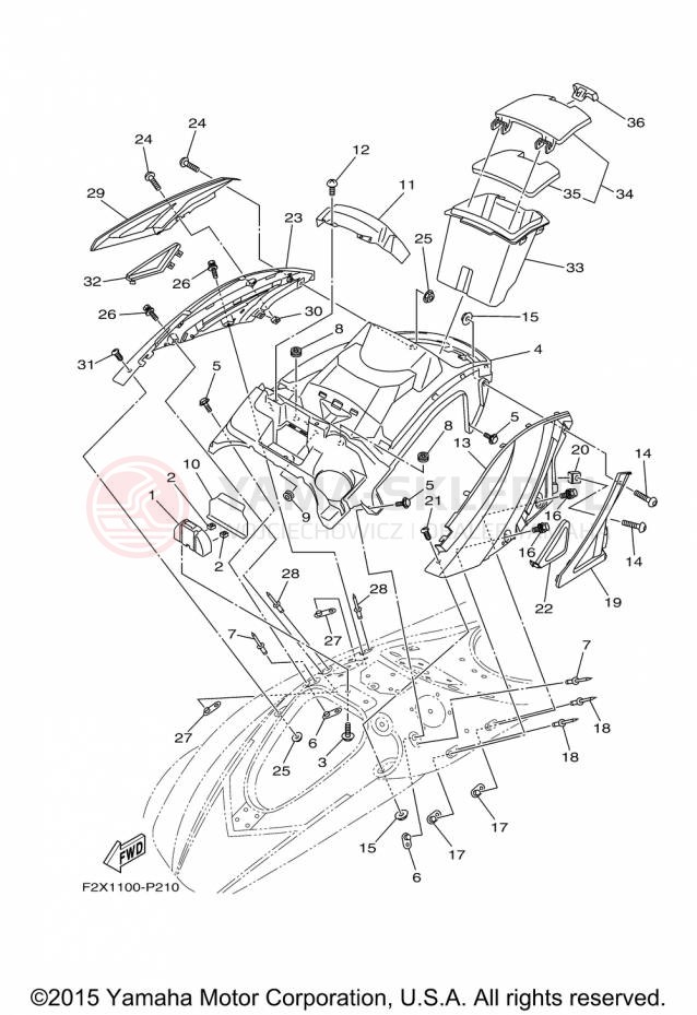 Schemat "ENGINE HATCH" do Yamaha WAVERUNNER VX VX1100CP