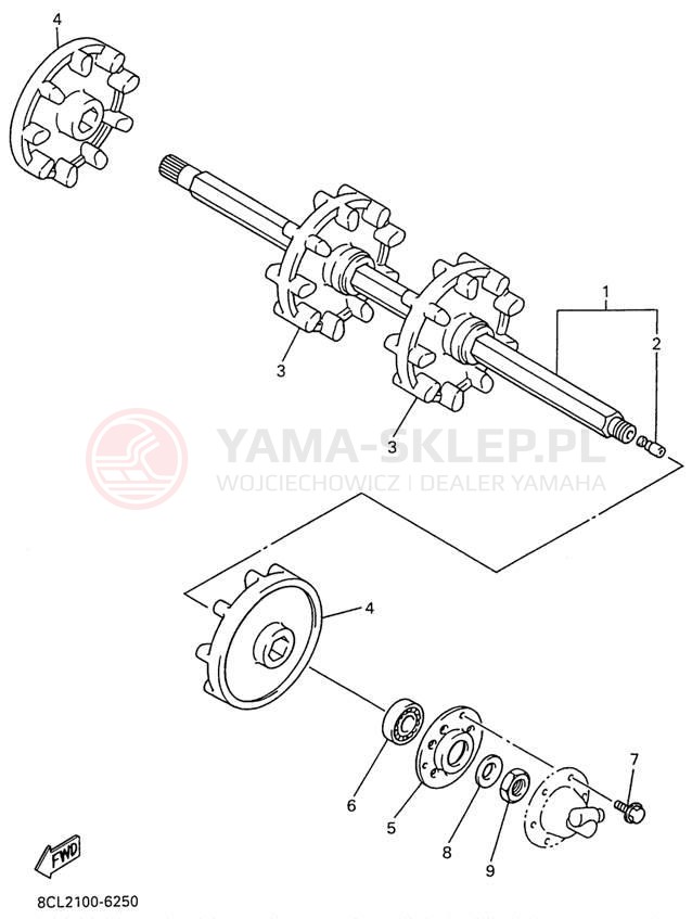Schemat "Układ napędowy" do Yamaha VMAX 500 DX VX500DXW