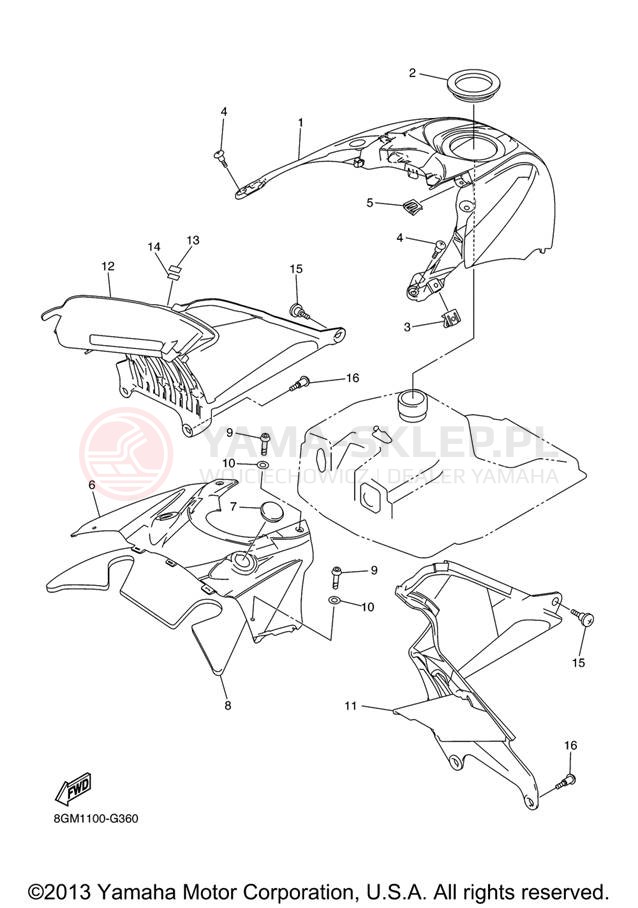 Schemat "INSTRUMENT PANEL" do Yamaha RS VECTOR RS90RXB/RS90GTXL