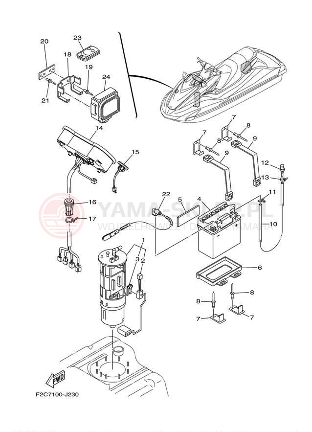 Schemat "układ elektryczny" do Yamaha WAVERUNNER FZR GX1800K