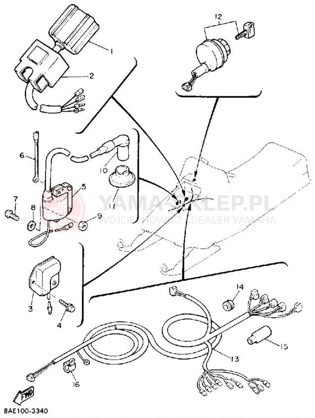 Schemat "układ elektryczny" do Yamaha BRAVO LT (LONG TRACK) BR250TT