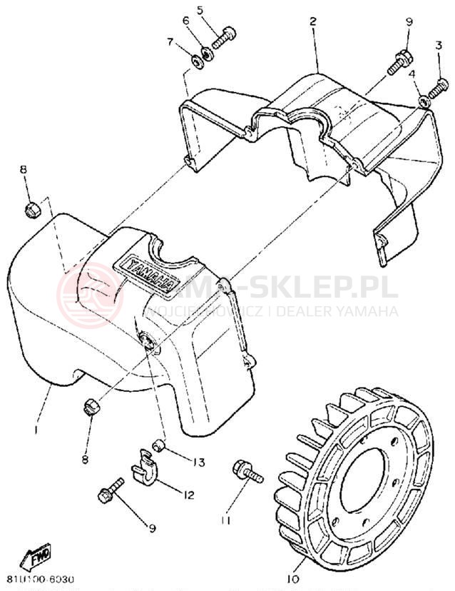 Schemat "Obudowa wentylatora" do Yamaha BRAVO LT (LONG TRACK) BR250TT