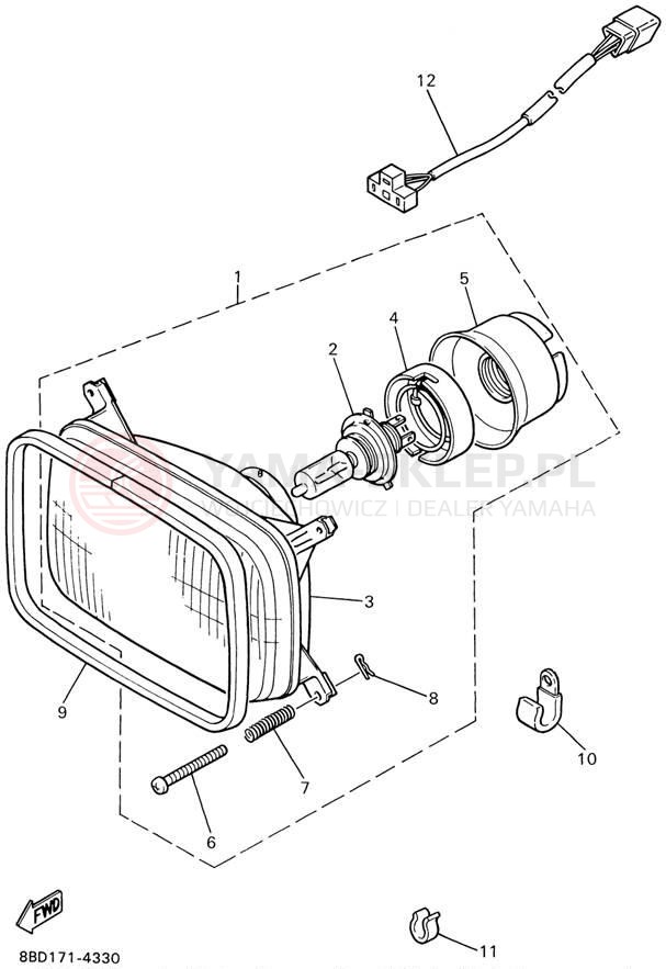 Schemat "Lampa przód" do Yamaha BRAVO LT BR250TD
