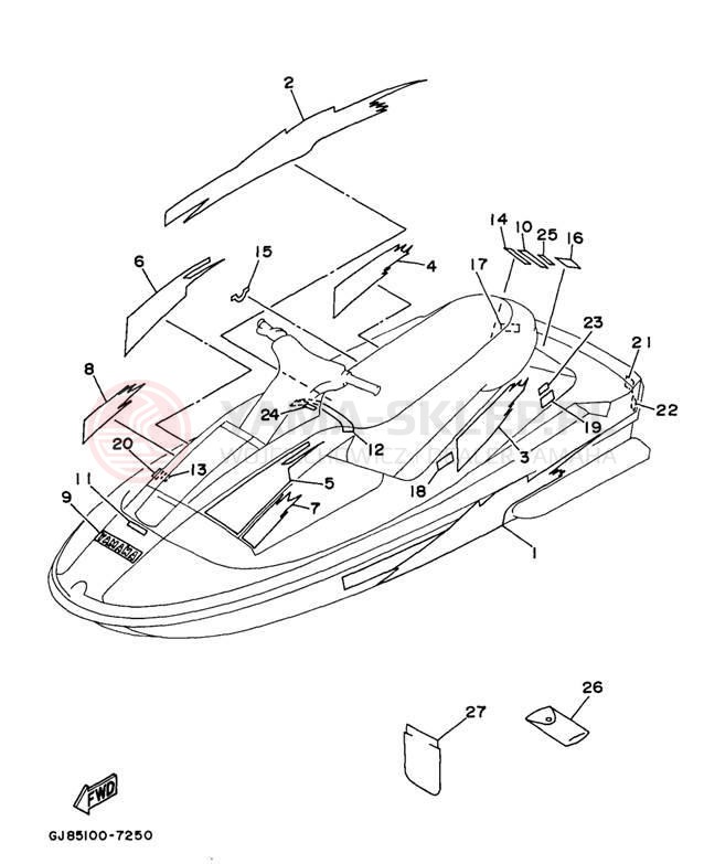 Schemat "Naklejki" do Yamaha WAVE RAIDER 700 RA700BV