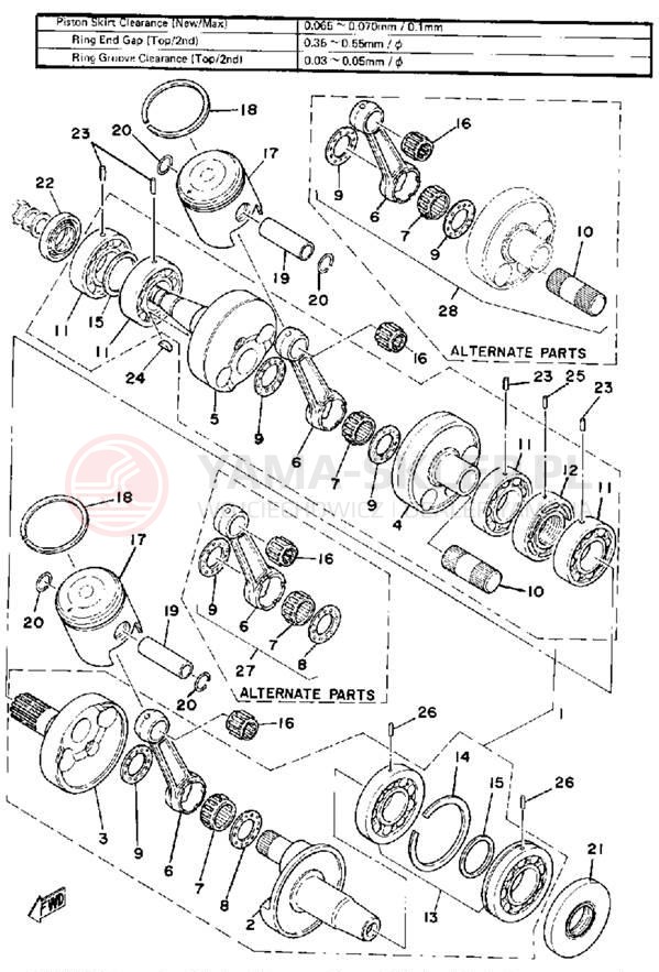 Schemat "Wał korbowy, tłok" do Yamaha SRX440C