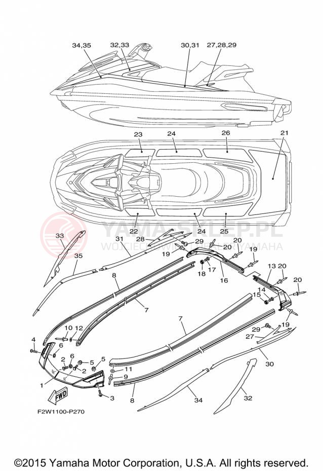 Schemat "GUNWALE - MAT" do Yamaha VXR VX1800A-P