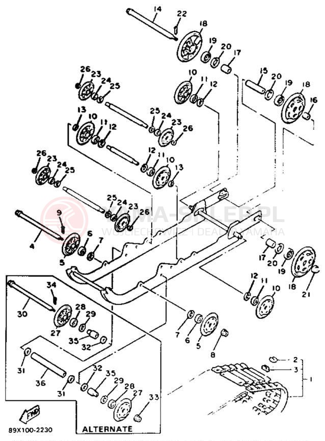 Schemat "Zawieszenie gąsiennicy" do Yamaha ENTICER II LT ET410TRT