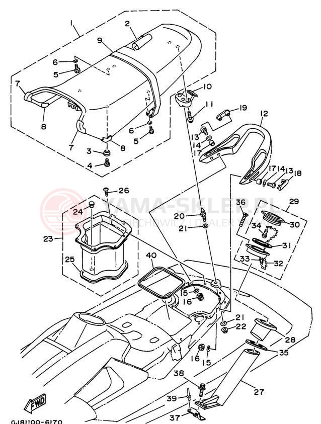 Schemat "Siedzenie i schowek" do Yamaha WAVE RAIDER 760 RA760U