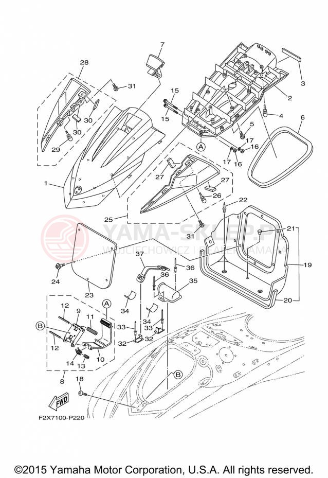 Schemat "ENGINE HATCH" do Yamaha WAVERUNNER VX VX1100CP