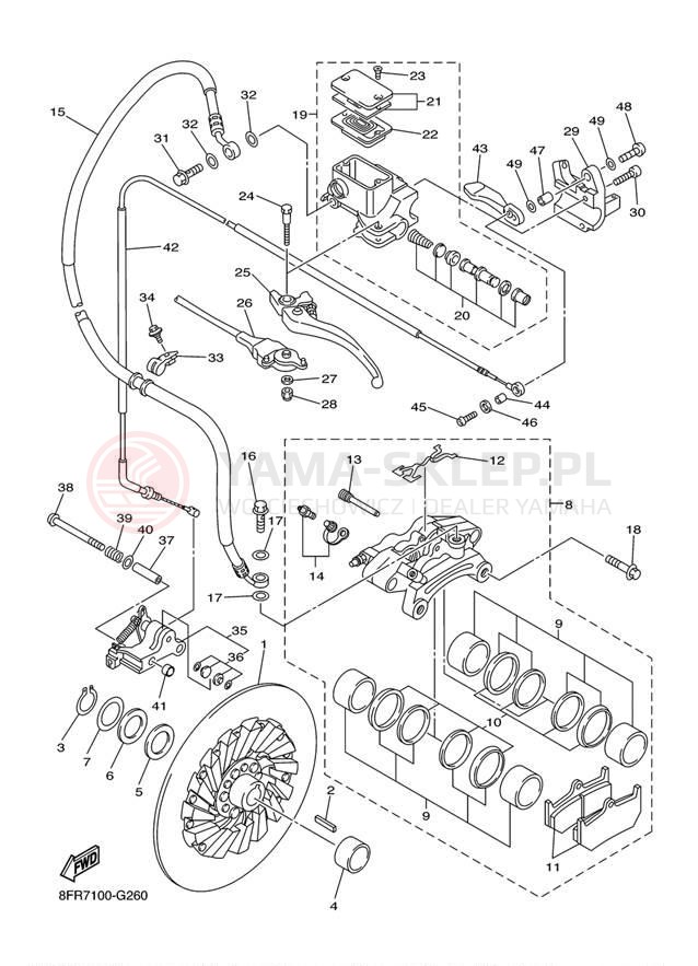 Schemat "hamulec" do Yamaha APEX MTX RX10MTYL/RX10MTYB