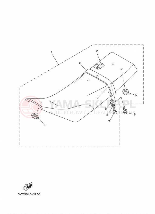 Schemat "siedzenie" do Yamaha TW200 TW200F1/TW200F1C