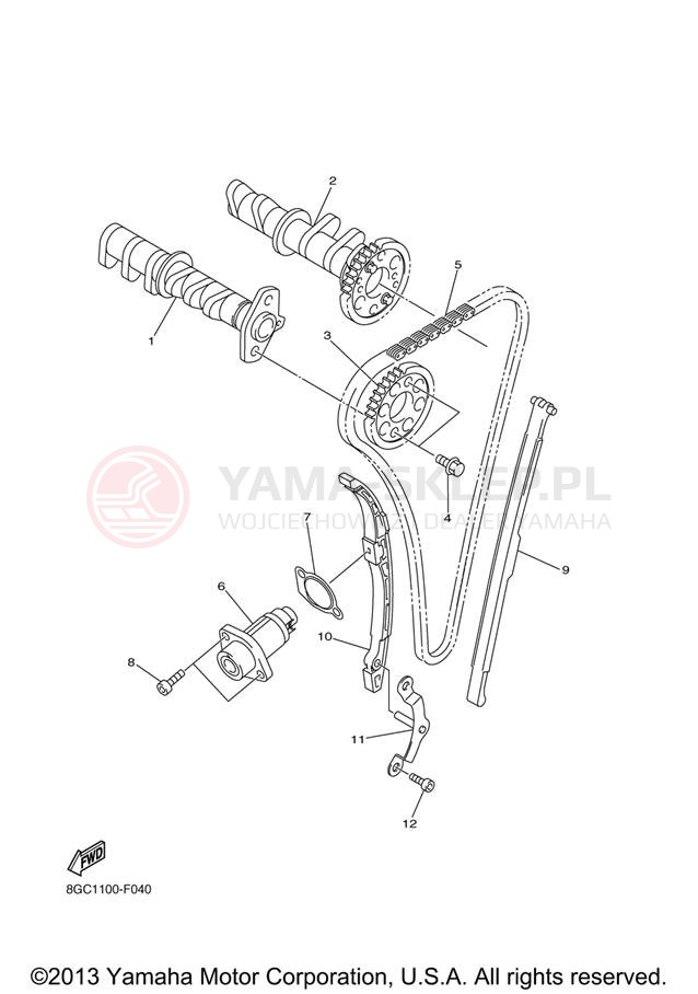 Schemat "Rozrząd - łańcuszek" do Yamaha PHAZER RTX PZ50RTZO/PZ50RTZB