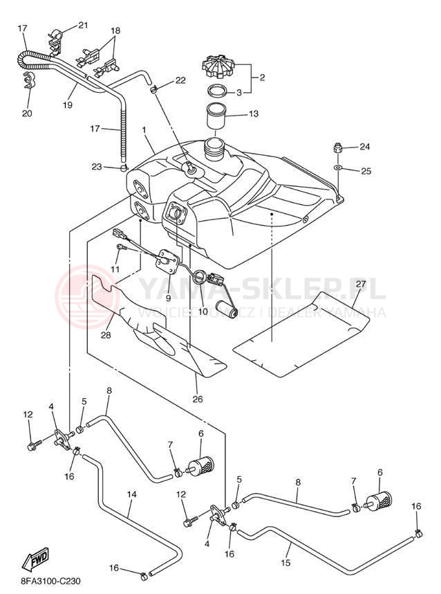 Schemat "zbiornik paliwa" do Yamaha RX WARRIOR RXW10J/RXW10SJ