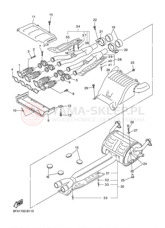 Schemat "Wydech końcowy" do Yamaha RX-1 LE RX10SH/RX10MSH