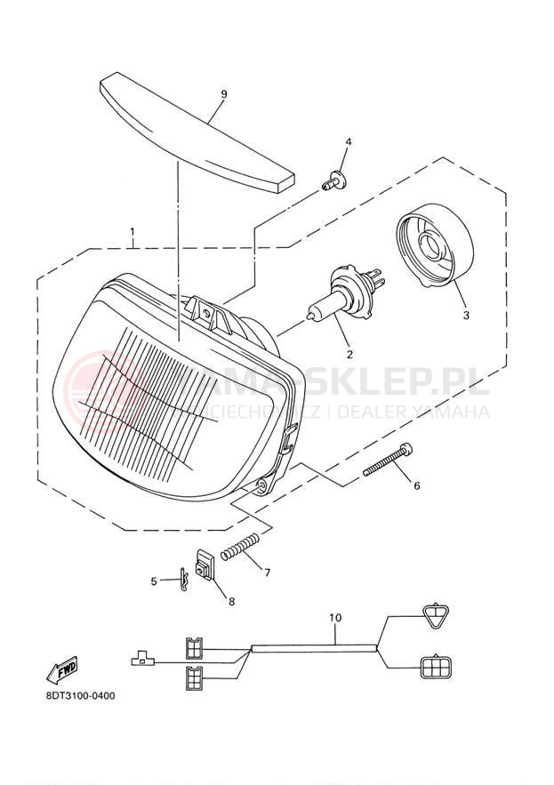 Schemat "Lampa przód" do Yamaha VENTURE 500 VT500D/VX500DXD