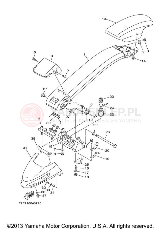 Schemat "Półki zawieszenia" do Yamaha WAVERUNNER SUPER JET SJ700BJ