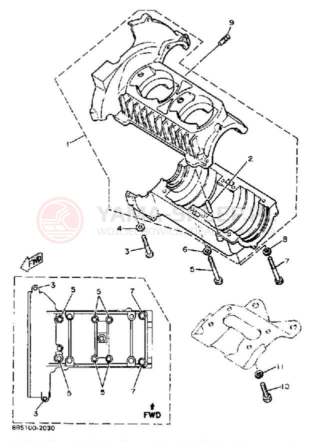 Schemat "Obudowa silnika" do Yamaha EXCEL III EC340H