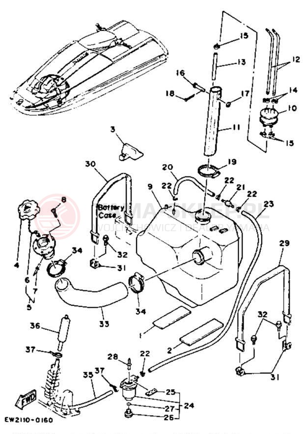 Schemat "zbiornik paliwa" do Yamaha SUPER JET SJ650D