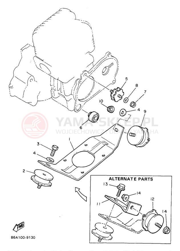 Schemat "Mocowanie silnika" do Yamaha BRAVO LT BR250TA