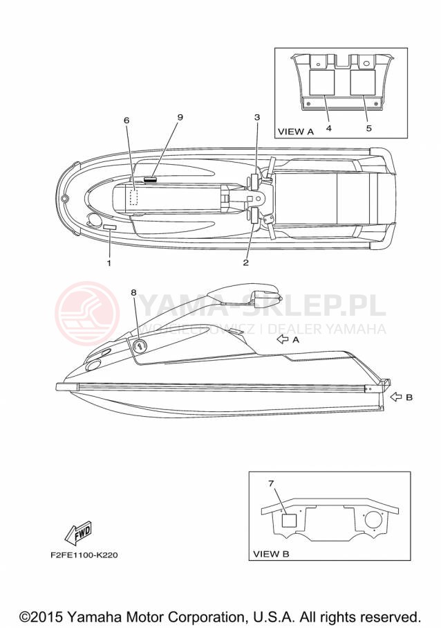 Schemat "naklejki" do Yamaha WAVERUNNER SUPER JET SJ700BP