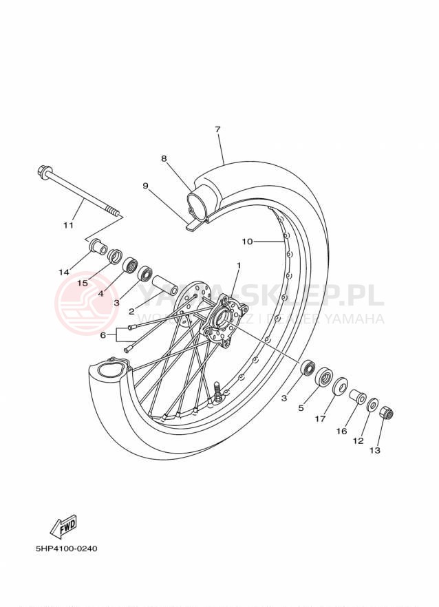 Schemat "Koło przód" do Yamaha TTR125LE TTR125LEF