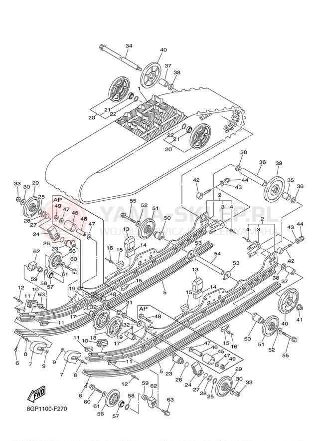 Schemat "Zawieszenie gąsiennicy" do Yamaha PHAZER MOUNTAIN LITE PZ50MW