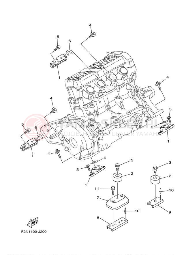 Schemat "Mocowanie silnika" do Yamaha WAVERUNNER VX SPORT VX1100CL