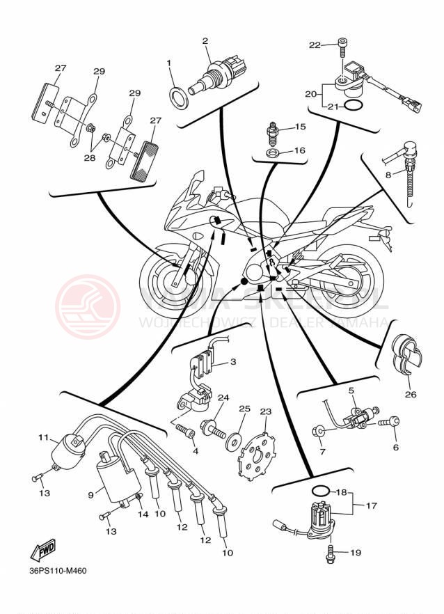 Schemat "układ elektryczny" do Yamaha FZ6R FZ6RFCR/FZ6RFR