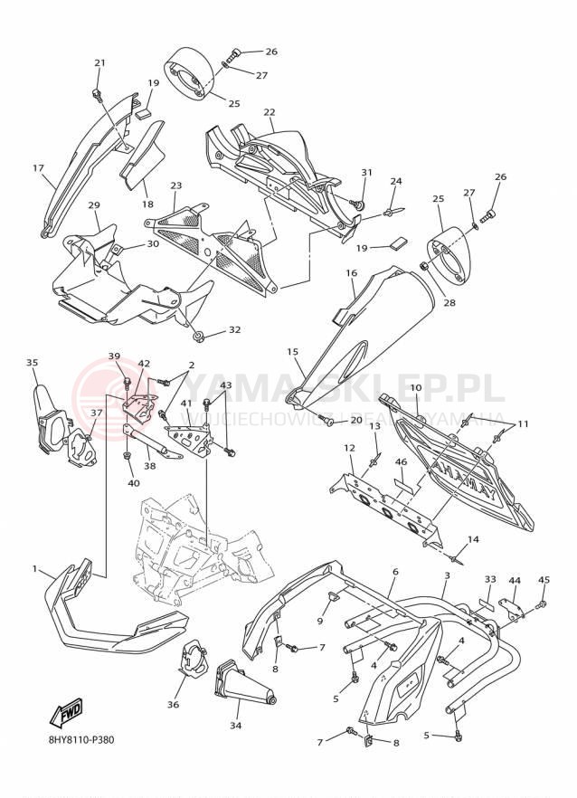 Schemat "zderzak" do Yamaha RS VENTURE TF RST90PTFFB