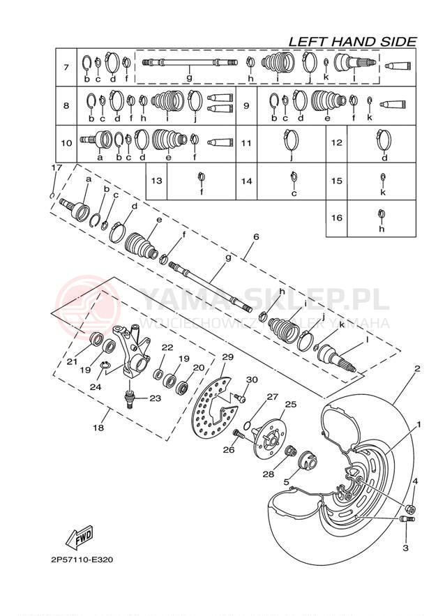 Schemat "Koło przód" do Yamaha RHINO 660 YXR66FW