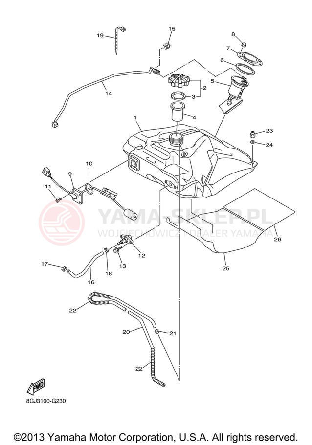Schemat "zbiornik paliwa" do Yamaha VENTURE LITE PZ50VTZL/PZ50VTZR