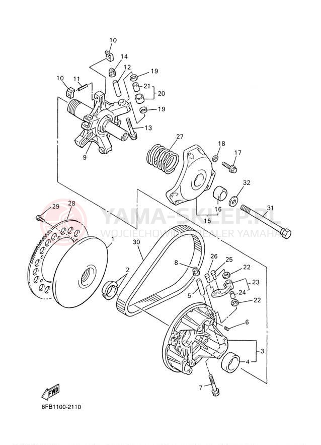 Schemat "PRIMARY SHEAVE" do Yamaha SX VIPER ER SXV70ERJ