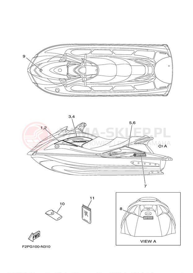 Schemat "naklejki" do Yamaha WAVERUNNER VX SPORT VX1100CN