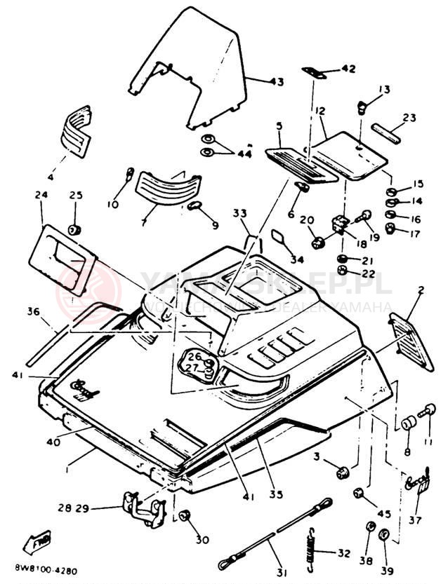Schemat "SHROUD - WINDSHIELD" do Yamaha EXCEL III EC340H