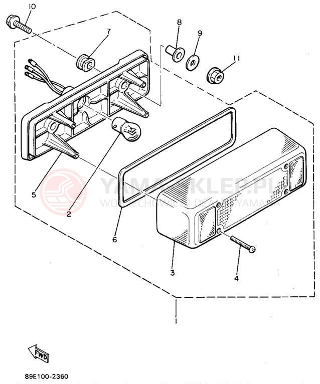 Schemat "lampa tył" do Yamaha VMAX-4 VX750U