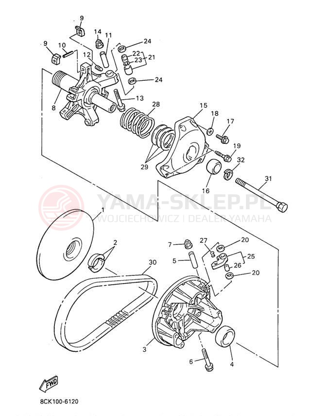 Schemat "PRIMARY SHEAVE" do Yamaha VENTURE TR VT480TRA