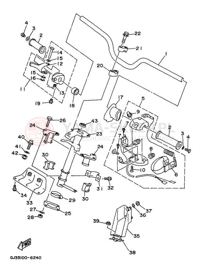 Schemat "Kierownica i osprzęt" do Yamaha WAVE VENTURE 1100 WVT1100V