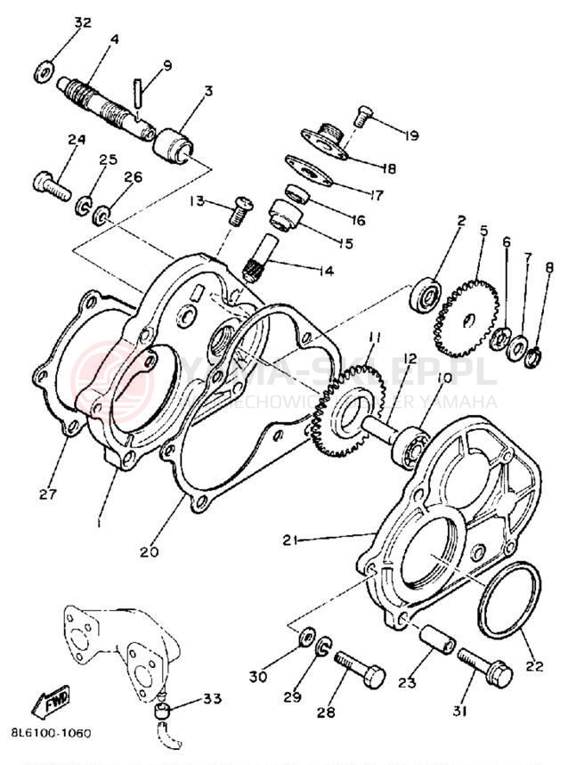 Schemat "PUMP DRIVE - GEAR" do Yamaha EXCEL III EC340M