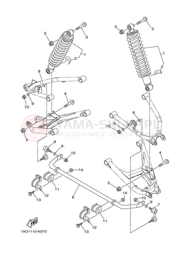 Schemat "zawieszenie tył" do Yamaha VIKING 700 YXM700DEG/YXM700DER