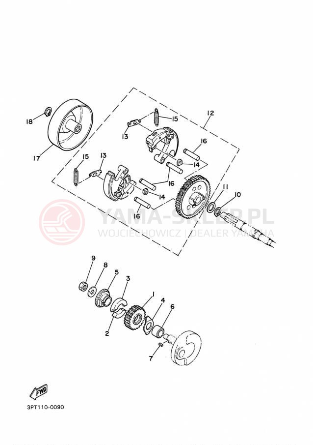 Schemat "sprzęgło" do Yamaha PW50 PW50F1