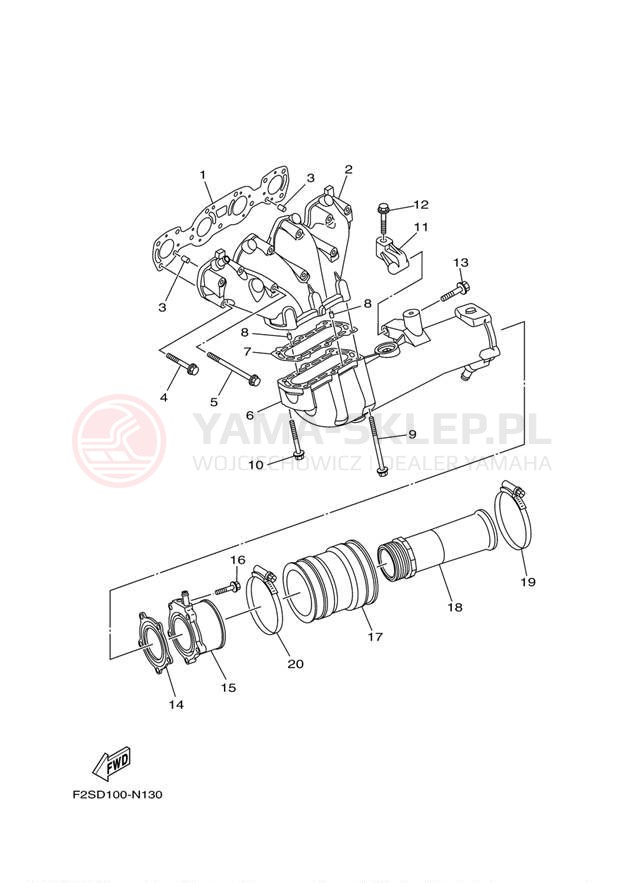 Schemat "wydech" do Yamaha WAVE RUNNER FX SHO FA1800N